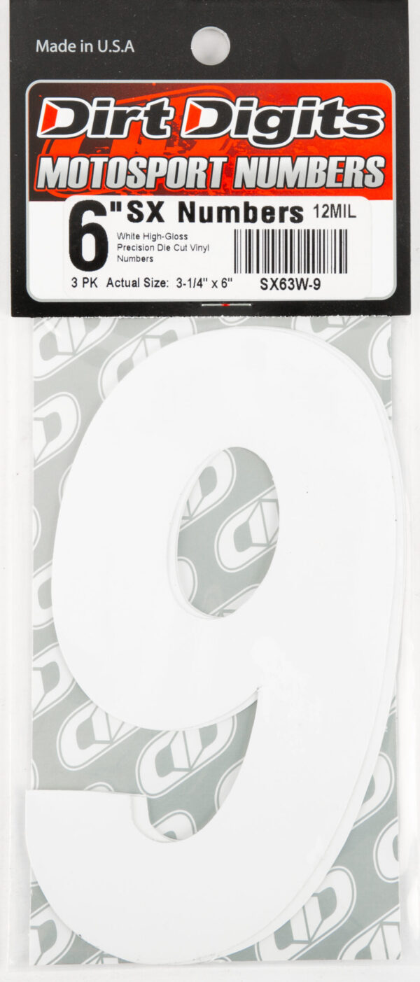 #9 6" WHITE SUPER X DIGITS 3/PK