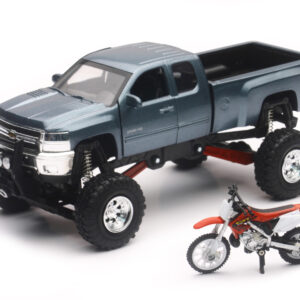 REPLICA 1:43 TRUCK/RACE BIKE CHEVY GREY/HONDA BIKE RED